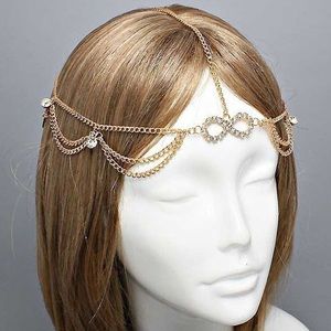 Gold Rhinestone Infinity Head Chain/Piece